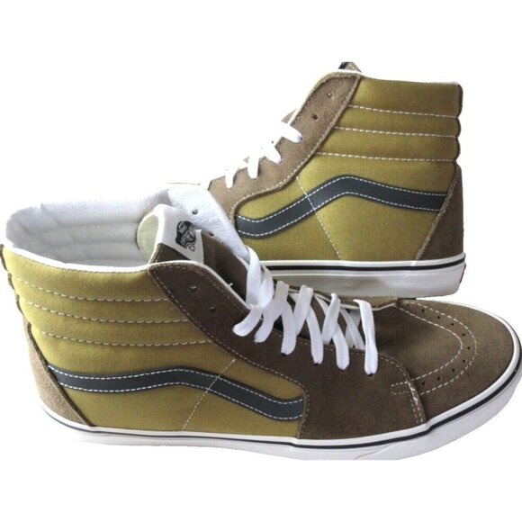 Vans Men's Sk8-Hi Pop Brown Multi Canvas Suede Classic Skate shoes Size 11.5 NIB - Picture 1 of 5